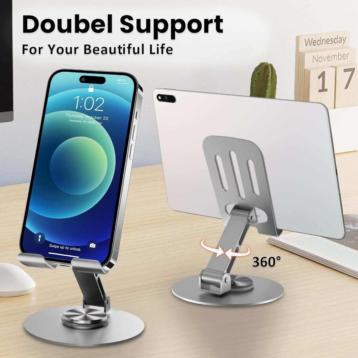 Aluminium 360� Rotatable Phone/Tablet StandProduct Name: Aluminium 360� Rotatable Phone/Tablet StandPackage Contains: Pack of 1Combo: Pack of 1LBH: 10*3*1 CentimetersWeight: 270 gmThis stand offers both durabRK TRENDING STYLERK TRENDING STYLE Aluminium 360° Rotatable