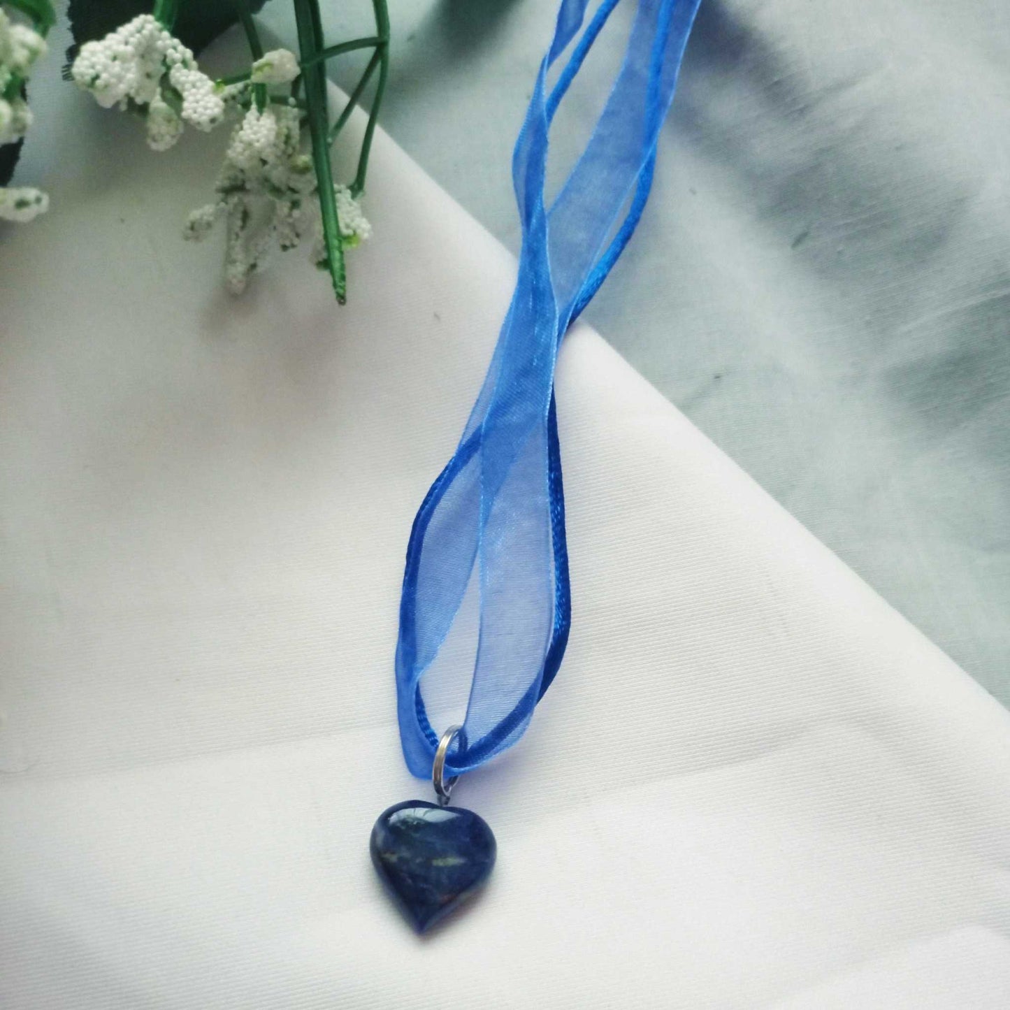 Sodalite Necklace, Blue Necklace, Heart Necklace, Sodalite Gemstone | by nlanlaVictory-0