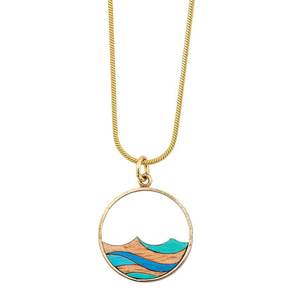 Ocean Recycled Wood Gold Necklace-1