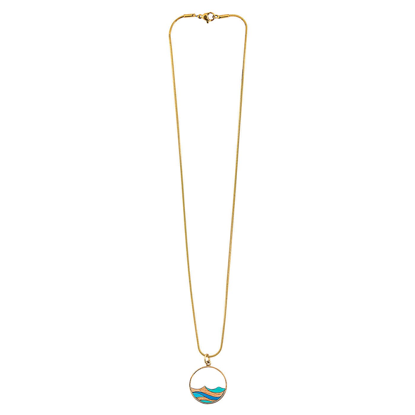 Ocean Recycled Wood Gold Necklace-4