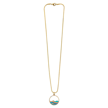 Ocean Recycled Wood Gold Necklace-4